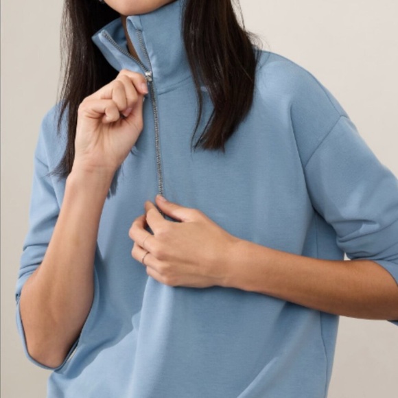 Athleta Tops - Athleta Seasoft Quarter Zip Pullover Top in Blue Women's Size XL